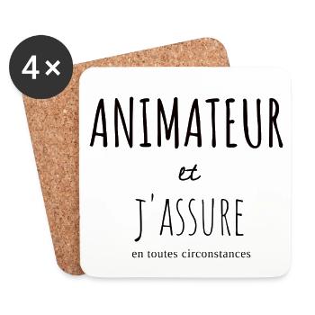 Cadeau animateur centre de loisirs - Dessous de verre (lot de 4) - blanc - Devant