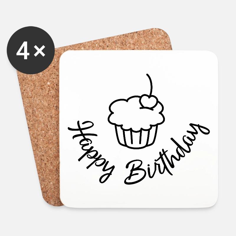 Birthday - Untersetzer (4er-Set) - Weiß