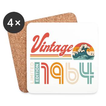 1964 Anniversaire Cadeau Né en 1964 - Dessous de verre (lot de 4) - blanc - Devant