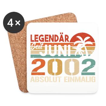 Legendär seit Juni 2002 - Geburtstag 2002 - Untersetzer (4er-Set) - Weiß - Vorne