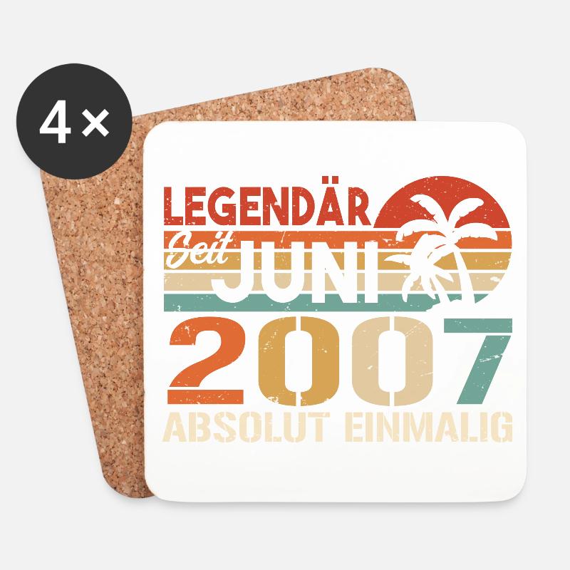 Legendär seit Juni 2007 - Geburtstag 2007 - Untersetzer (4er-Set) - Weiß