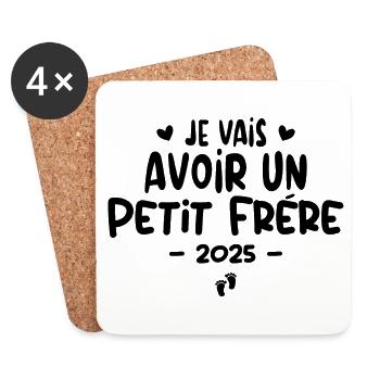 Je Vais Avoir Un Petit Frère 2025 nouveau-né - Dessous de verre (lot de 4) - blanc - Devant