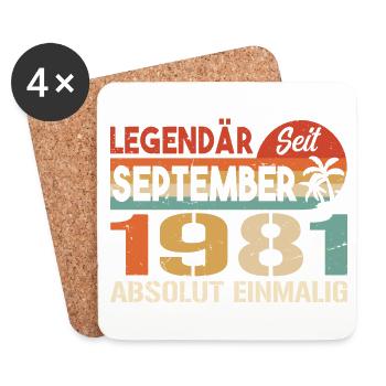 1981 September Vintage Geburtstagsgeschenk 1981 - Untersetzer (4er-Set) - Weiß - Vorne