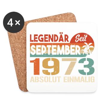 1973 September Vintage Geburtstagsgeschenk 1973 - Untersetzer (4er-Set) - Weiß - Vorne