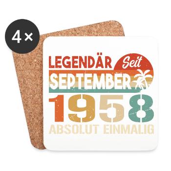 1958 September Vintage Geburtstagsgeschenk 1958 - Untersetzer (4er-Set) - Weiß - Vorne