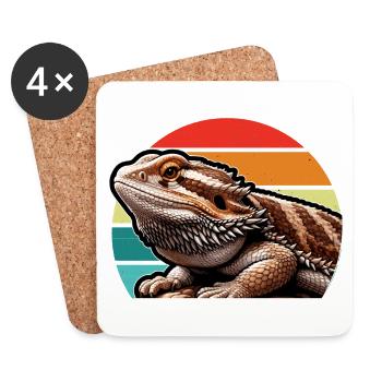 Bearded Dragon Lizard - Coasters (set of 4) - white - Front