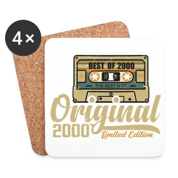 Original 2000 Vintage - Cadeau D’anniversaire 2000 - Dessous de verre (lot de 4) - blanc - Devant
