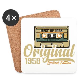 Original 1958 Jahrgang - 1958 Geburtstagsgeschenk - Untersetzer (4er-Set) - Weiß - Vorne