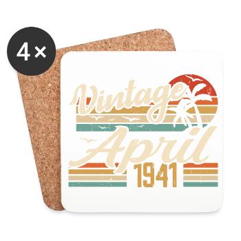 April 1941 Birthday Gift Idea Vintage 1941 - Coasters (set of 4) - white - Front