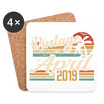 Avril 2019 Anniversaire Idée Cadeau Vintage 2019 - Dessous de verre (lot de 4) - blanc - Devant