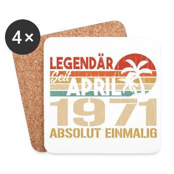 Né En Avril 1971 Drôle D’anniversaire Rétro - Dessous de verre (lot de 4) - blanc - Devant