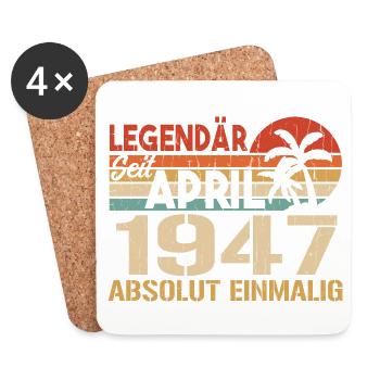 Né En Avril 1947 Drôle D’anniversaire Rétro - Dessous de verre (lot de 4) - blanc - Devant