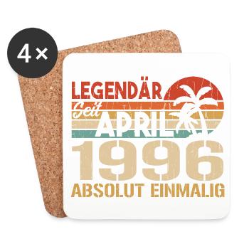 Geboren im April 1996 Lustiger Geburtstag Retro - Untersetzer (4er-Set) - Weiß - Vorne