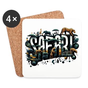 Safari Wildtiere Savanne Afrika Serengeti - Untersetzer (4er-Set) - Weiß - Vorne