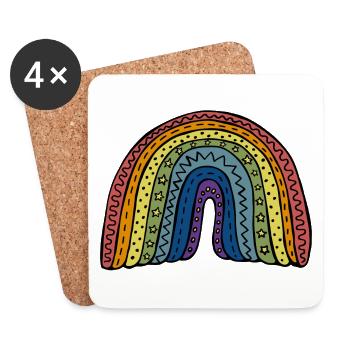 Grand arc-en-ciel - Dessous de verre (lot de 4) - blanc - Devant