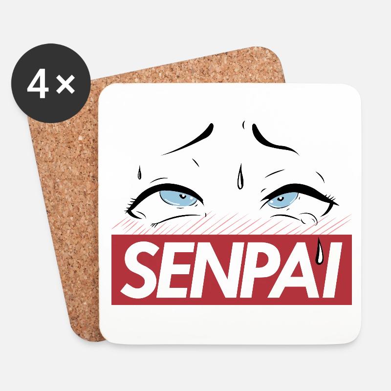 Senpai Augen - Untersetzer (4er-Set) - Weiß