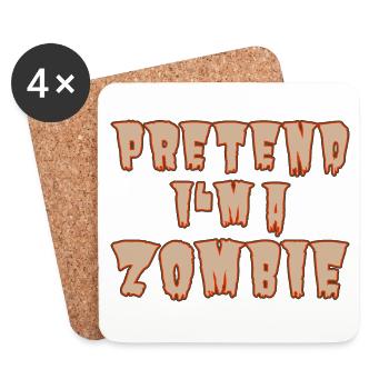 Faire semblant d’être un zombie - Costume d’Halloween facile - Dessous de verre (lot de 4) - blanc - Devant