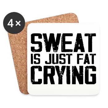 Sweat Is Just Fat Crying | Funny Fitness & Gym - Dessous de verre (lot de 4) - blanc - Devant