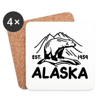 Alaska Bear Est. 1959 Vintage Adventure Lover - Dessous de verre (lot de 4) - blanc - Devant
