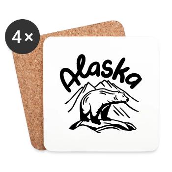 Amateurs d’aventure de l’ours en Alaska - Dessous de verre (lot de 4) - blanc - Devant