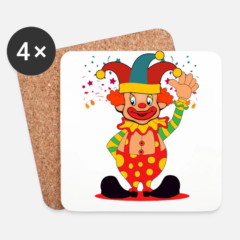 Clown Karneval - Untersetzer (4er-Set) - Weiß