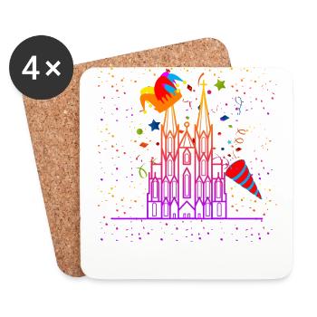 Köln Karneval - Untersetzer (4er-Set) - Weiß - Vorne