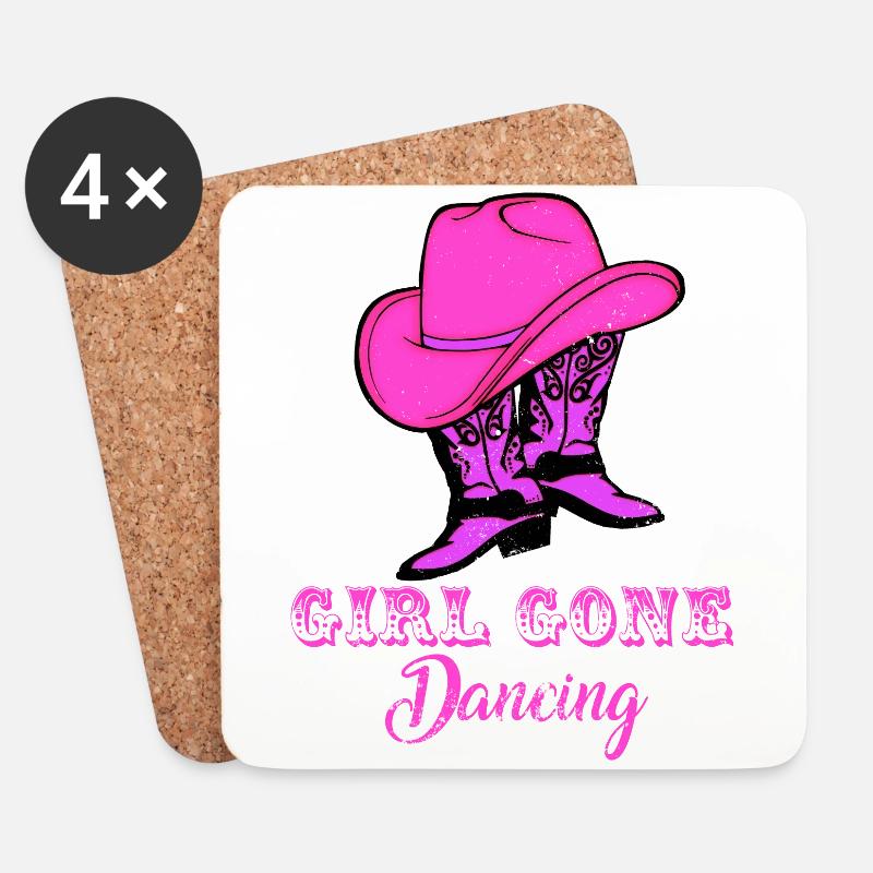 Linedance, Line dancing Boots - Untersetzer (4er-Set) - Weiß