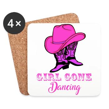 Line dance, line dancing country western - Coasters (set of 4) - white - Front