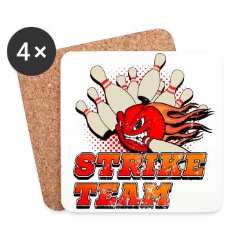 Bowling, bowling strike - Coasters (set of 4) - white - Front