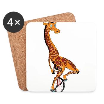 Unicycle, unicycle giraffe - Coasters (set of 4) - white - Front