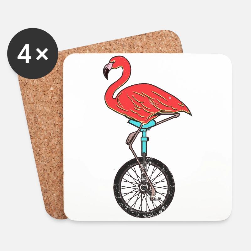 Einrad, Einrad Flamingo - Untersetzer (4er-Set) - Weiß
