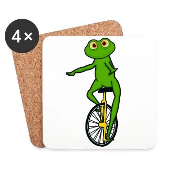 Unicycle, unicycle frog - Coasters (set of 4) - white - Front