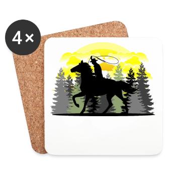 équitation Western - Dessous de verre (lot de 4) - blanc - Devant