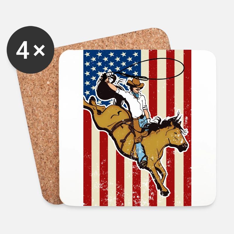 Westernreiten - Untersetzer (4er-Set) - Weiß