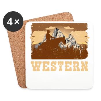 équitation Western - Dessous de verre (lot de 4) - blanc - Devant