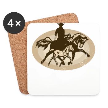 équitation Western - Dessous de verre (lot de 4) - blanc - Devant