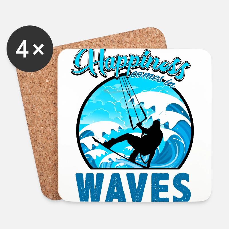 Kitesurfing, Kiteboarding - Untersetzer (4er-Set) - Weiß