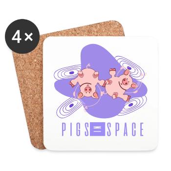 Cochon, éleveur de porcs, cochon drôle - Dessous de verre (lot de 4) - blanc - Devant
