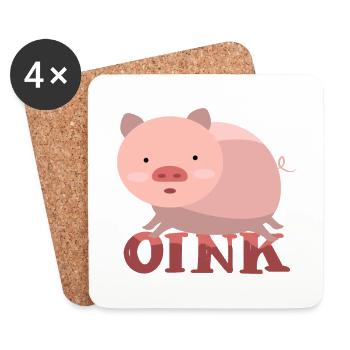 Porc, truie de porc, porcs de porc - Dessous de verre (lot de 4) - blanc - Devant