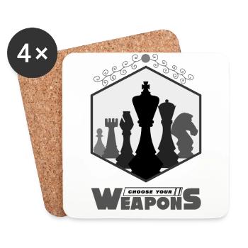 Schach, Schach Schachspieler, Schach Chess - Untersetzer (4er-Set) - Weiß - Vorne