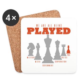 Échecs, pions d'échecs, roi des échecs - Dessous de verre (lot de 4) - blanc - Devant