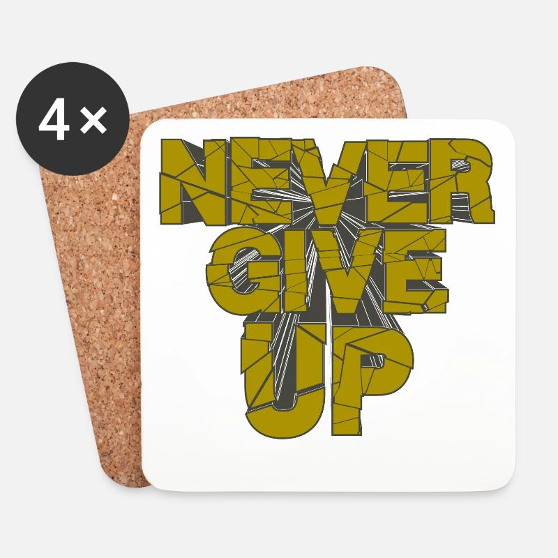 never give up - Untersetzer (4er-Set) - Weiß