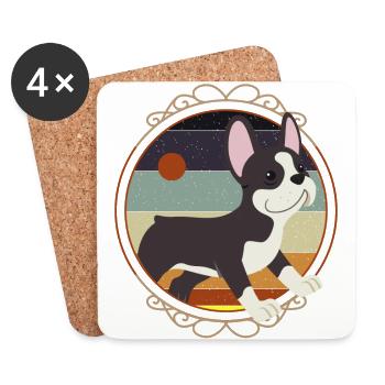 Boston Terrier, amoureux des animaux de Boston Terrier, Boston - Dessous de verre (lot de 4) - blanc - Devant