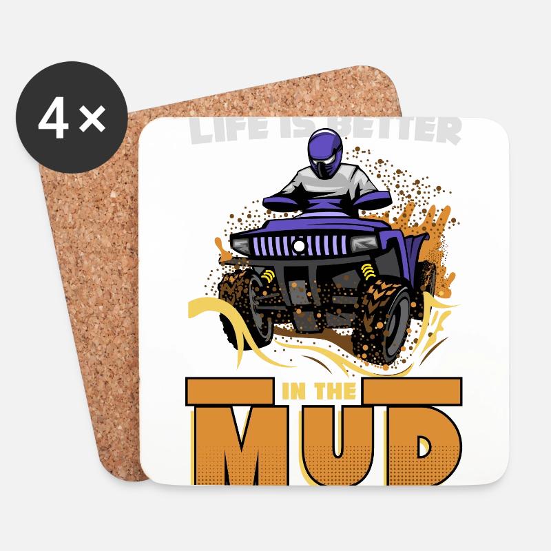 Quad, Quad Schmutz, Quads - Untersetzer (4er-Set) - Weiß