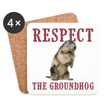 groundhog day, marmot day 2021, shadow - Coasters (set of 4) - white - Front