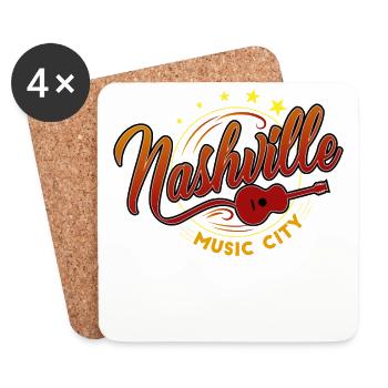 Musique de Nashville, Musique de Nashville Musique country - Dessous de verre (lot de 4) - blanc - Devant