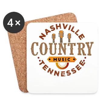 Nashville Musik, Nashville Musik Liebhaber von - Dessous de verre (lot de 4) - blanc - Devant