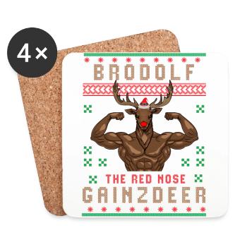 Gym de Noël, Gym de Noël Brodolf, salle de gym moche - Dessous de verre (lot de 4) - blanc - Devant