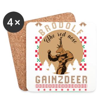 Christmas Gym, Christmas Gym Bodybuilding, - Coasters (set of 4) - white - Front