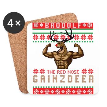 Christmas Gym, Christmas Gym Gainzdeer, - Untersetzer (4er-Set) - Weiß - Vorne